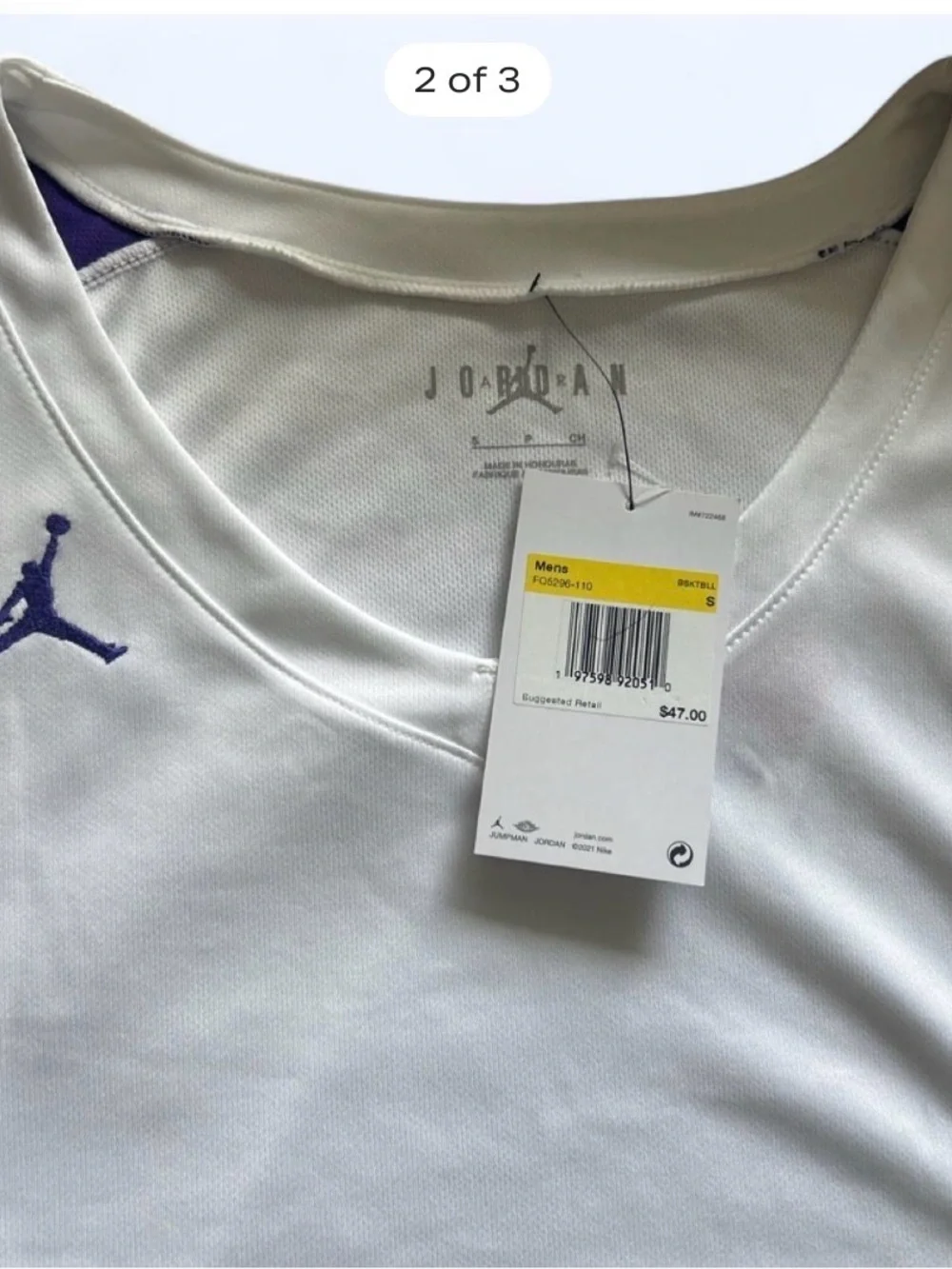 Jordan White Athletic Sleeveless Top with Purple Jumpman